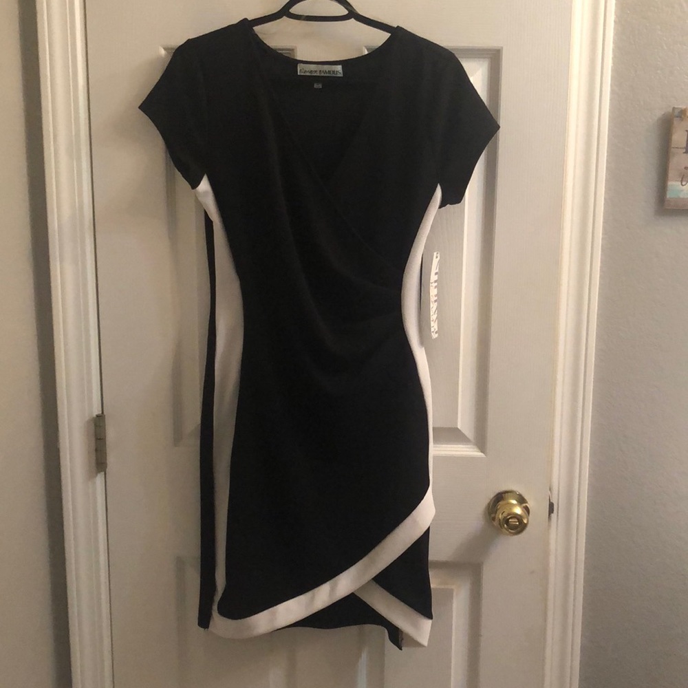Black and white accented work casual dress